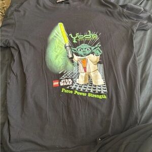 Y2K 2009 Lego Star Wars Size Yoda Force Power Strength Black T-Shirt Size Large